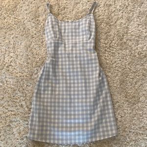 John Galt California casual navy and white plaid dress